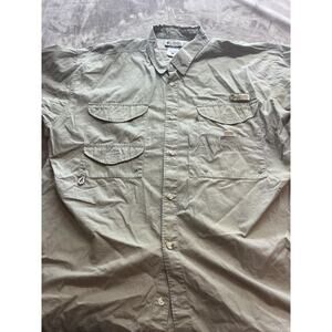Columbia PFG Green Cotton Short Sleeve Outdoor Fishing‎ Button Shirt XL Men
